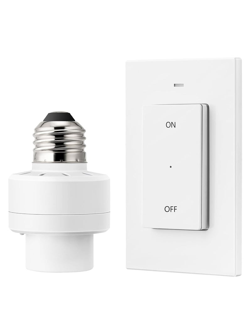 DEWENWILS Remote Control Light Socket, Wireless Light Switch for Pull Chain Light Lamp Fixtures, 100FT Range, No Wiring Needed, ETL Listed(1 Wall Mounted Controller+1 Bulb Base, Shorter Version) - Image 1